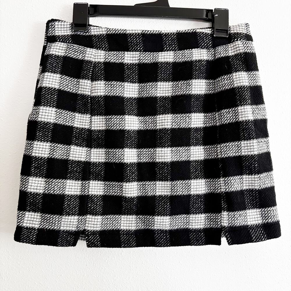 Fashion on Earth Plaid Black/White Mini Skirt Sz L Mid Mod 90's Y2K Preppy Goth